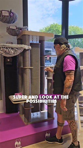 For all the Mike Tyson cats out there, we got an XXL cat tree with punching bag. Round 1: Scratch! 🥊🥊 | petrebels.com