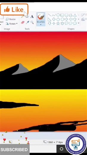 How to draw on computer | Scenery drawing in MS Paint | MS paint drawing tutorial easy step by step