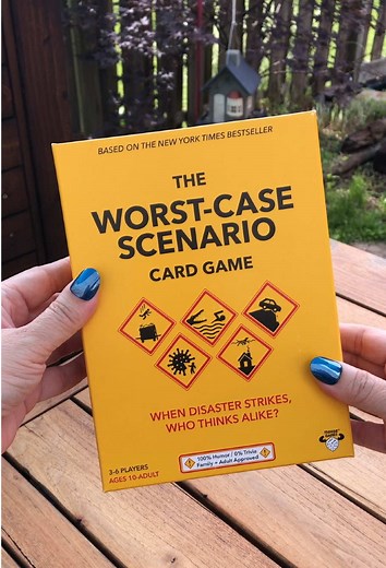 #gifted The Worst-Case Scenario Card Game! There’s 225 scenario cards to be ranked bad, very bad, awful, horrible or the worst. Players take turns playing the Victim and score points when the other players match the Victim’s rankings for their five worst-case scenarios. The Victim Wheel decides players’ fate on each turn, but when disaster strikes, the only thing that matters is who thinks alike! Thanks to @Moose Games for sending this to us! #games #game #asmr #unboxing #moosegames #gamenight #