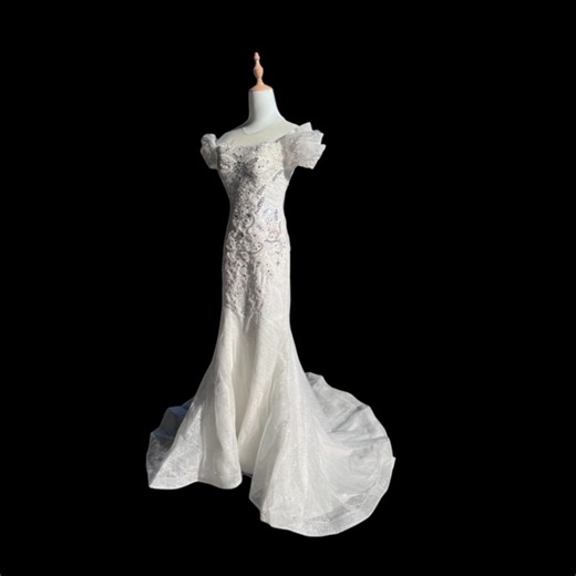 Elegant Mermaid Wedding Dress Crystal Pearl Lace Handmade Customize Luxury Bride Gowns - Etsy