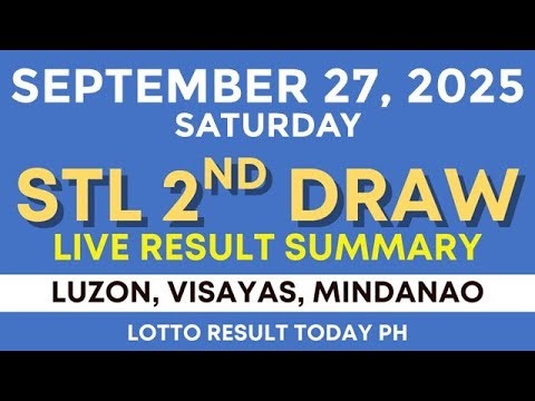 3PM STL RESULT TODAY LIVE SEPTEMBER 27 2025 | SWER2 SWERTRES 2ND DRAW | LUZON VISAYAS MINDANAO