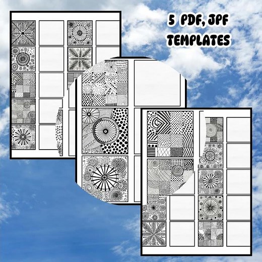 Zentangle Pattern Templates | Printable Worksheets for Mindful Drawing