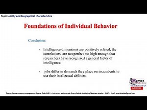 organisational behaviour: foundation of individual behaviour : ability