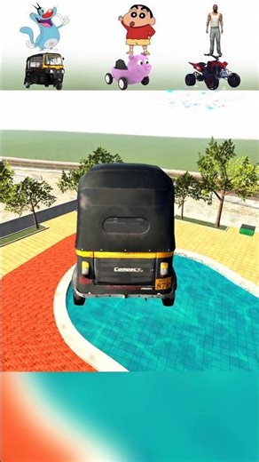 Franklin Vs 3 Vehicles: Oggy & Shinchan Building Jump Challenge! 😱🏢🌊💥 #gaming #shorts #ibd3dupdate