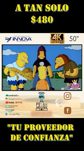 191K views · 8.6K reactions | Disfruta de tus programas favoritos en tu nueva SMART ANDROID TV 4K de 50 PULGADAS DE INNNOVA solo en DISPACASA tu proveedor de confianza #mitaddelmundoecuador #televisores4k #OfertasImperdibles #simpsonsclips #TuProveedorDeConfianza | Dispacasa | Facebook