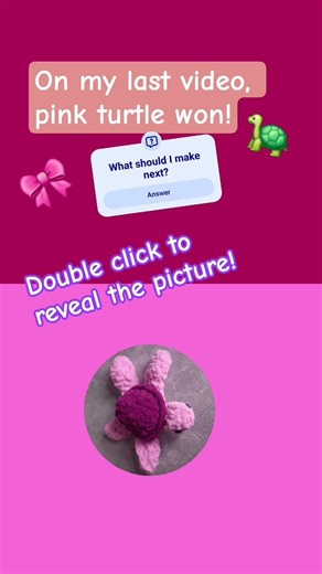 Pink turtle won! Comment what I should make next! #crochet #crochetting #crochetanimal #crochettoys