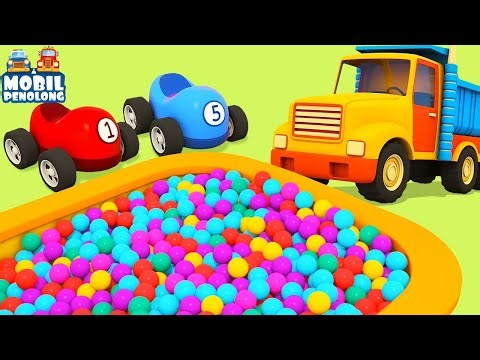Mobil Penolong Menyelamatkan Truk | Kendaraan untuk anak - ada crane dan buldoser | Kartun mobil