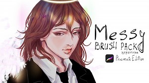 【Procreate】6款水彩水墨晕染人物勾线上色 专业人物绘画笔刷套装 Messy Brush Pack from Eiririnn