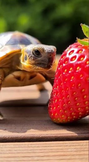 Turtle Eating Strawberry 🐢🍓 | Juicy ASMR Sounds
