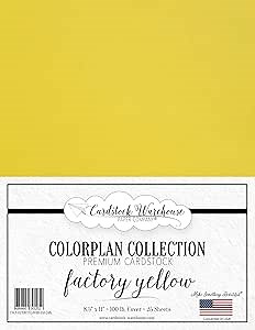 Cardstock Warehouse Colorplan Factory Bright Yellow Cardstock Paper – 25 Sheets, 8.5 x 11" – 100 lb. / 270 GSM Premium Matte Cover Cardstock for Invitations, Card Making, Scrapbooking & DIY Projects