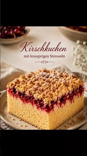 🍒 Dieser Kirschkuchen mit knusprigen Streuseln ist so saftig und zart 😍