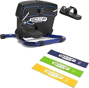 SCOOP Lateral Trainer Combo Package w/Exercise Bands - Compact, Lightweight, Under Desk Lateral Motion Exerciser | at Home Fitness for Legs, Hips and Back Improves Strength, Balance and Mobility.