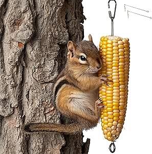 2PCS Squirrel Feeder for Outside, Hanging Corn Cobs Holder for Squirrels Chipmunk