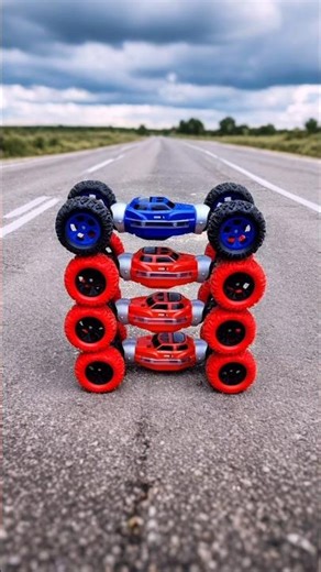 Remote Control 3 Red & 1 Blue Stunt Cars Reverse 🔥
