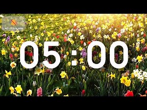 5 Minute Classroom Timer with Music | Spring Flower Field Quiet Time — NO LOUD ALARM