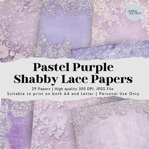 Scrappy Pastel Junk Journal Paper, Shabby Purple Scrapbook Sheet, Lace Filler Mixed Media, Art Collage, Romantic Background, Vintage Craft - Etsy