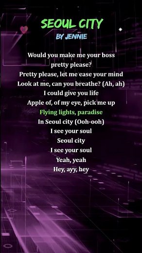 JENNIE - "Seoul City" (Lyrics) || #blackpink #jennie #seoulcity #song #lyrics