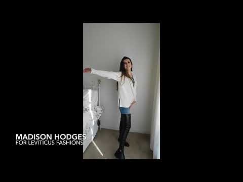 FASHION MODEL ACTRESS MADISON HODGES WINTER STYLE OUTFIT BLACK LEATHER THIGH BOOTS OOTD PART 2