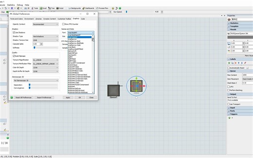 Flexsim显示中文字体