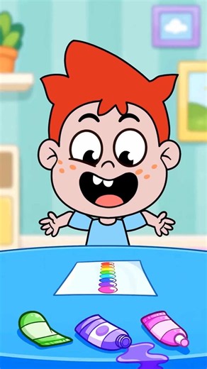 Can you draw a rainbow? 🌈🧽 Amazing sponge painting trick! #forkids