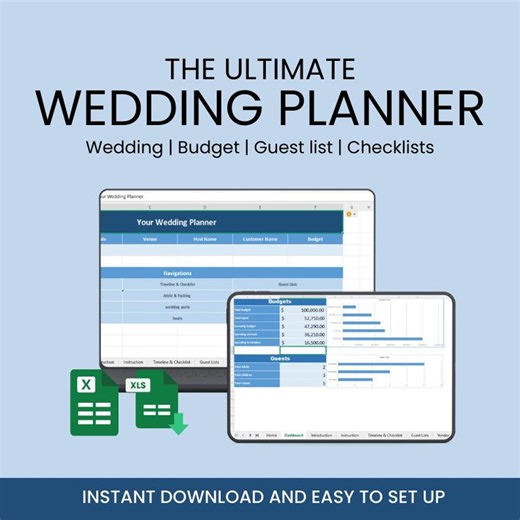 Wedding Planner Spreadsheet | Wedding Budget Spreadsheet & Guest List Tracker | Wedding Checklist Template | Editable Wedding Planner - Etsy