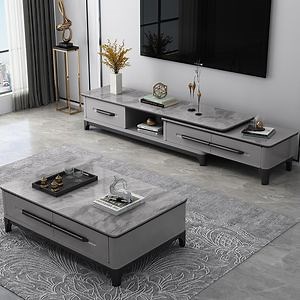 [Hot Item] Modern Glossy Granite Countertop Coffee Table and TV Cabinet