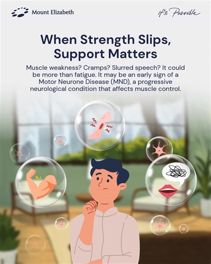 Muscle weakness or changes in movement? It could be an early sign of Motor Neurone Disease (MND)—a progressive condition that affects the nerves controlling your muscles, often progressing before a clear diagnosis is made. That’s why early testing matters. EMG and NCS are specialised tests that determine whether your symptoms are nerve or muscle-related. Talk to our specialists at Mount Elizabeth Hospitals to take the next step toward an accurate diagnosis and personalised care. 𝐌𝐚𝐤𝐞 𝐚𝐧 𝐄