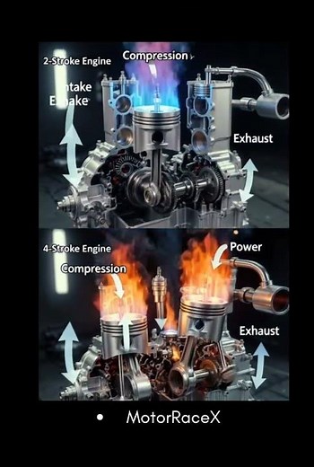 2 Stroke vs 4 Stroke Engine Explained #car #technology