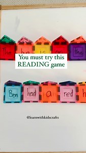 Turn reading into a fun game. Write decodable sentences on magnatiles. As your child reads each word, they cover it with a triangle. Follow @learnwithkidscrafts for more ideas. Try these simple CVC sentences to get started: 1️⃣ The cat sat on the mat. 2️⃣ Bob had a big red hat. 3️⃣ Tim can hop and run. 4️⃣ The pig is in the pen. 5️⃣Pam hid the map in the bag. 6️⃣ Dad got a tan mug. 7️⃣The dog dug a big pit. 8️⃣Ben can fix the van. Idea inspired from my_busy_kid sprinkleinlearning Perfect for lit
