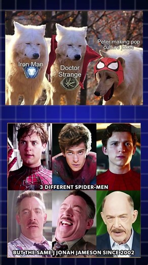 3 different Spideys.Same J. Jonah Jameson since 2002. 🕷️#marvel #mcu #marvelmemes #avengers
