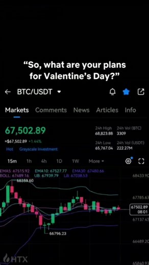 💘 Bitcoin > Roses? Watching BTC Trade on Valentine’s Day! | HTX Crypto POV What’s your Valentine’s Day plan…💌? While most are swiping right or picking flowers, crypto traders are swiping charts 📈! Watch BTC/USDT in real-time on HTX and see the love story unfold between price action and passion for profits. Are you holding, trading, or just hodling your heart this V-Day? Drop your plans in the comments! let’s see which side of the candle you’re on! #cryptotrading #crypto