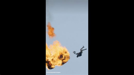 Tom Cruise Sets World Record With 16 Flaming Parachute Jumps.