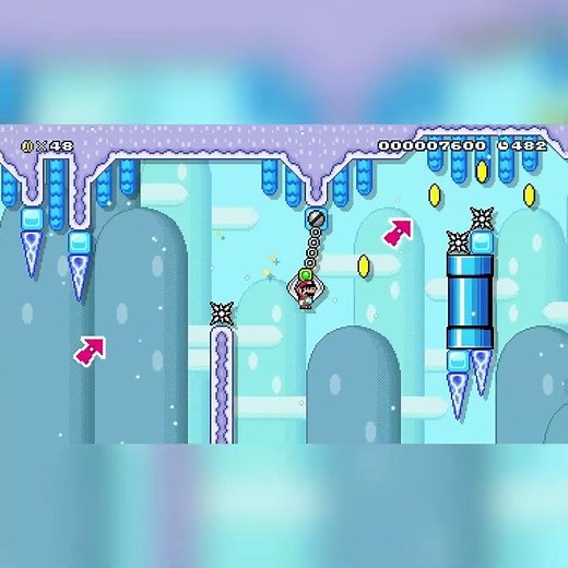 ∵∴ Wintery Flow ∴∵ 【Platforming】 by Klasflod+ #shorts 🍄Super Mario Maker 2 | No Commentary #dzq
