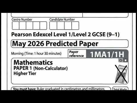 2026 Edexcel GCSE Maths Predicted Paper 1 Higher May Solutions Walkthrough