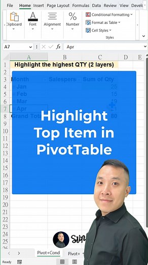 Manually highlighting PivotTable items? It doesn’t work well. – The highlights disappear after filtering – It’s repetitive and boring – Mistakes happen easily There’s a smarter way. Highlight the top item automatically. No more manual steps. Have you ever tried this method before? If you want to master Excel for real business analysis scenes👇 Here’s how I can help you☀️: Master Excel for business analysis in one course. Simpler. Clearer. No Fluff. Learn more → SUN-LAU.COM #Excel #excel | Sun La