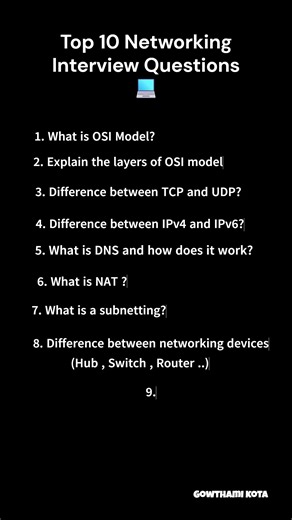 Top 10 Networking Interview Questions You MUST Know! 💻 #shorts