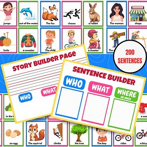 200 Sentence Builder Worksheets | Sentence Writing | Sentence Sequencing | Preschool & Elementary English | Printable Learning Activity | - Etsy