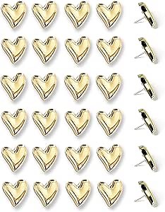 30 pcs - Heart Decorative Pins, Gold Cute Pins for Bulletin Board, Office or Home (30Pcs-Gold)