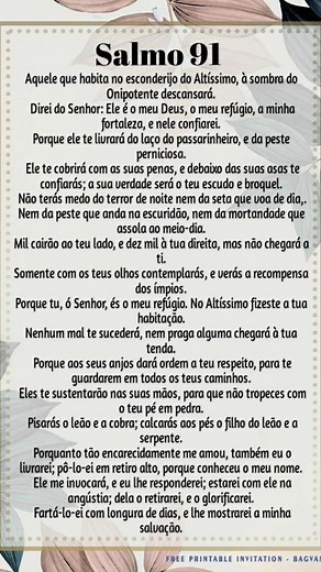 Salmo 91 - Versão Completa com Letras Grandes e Oração de Proteção