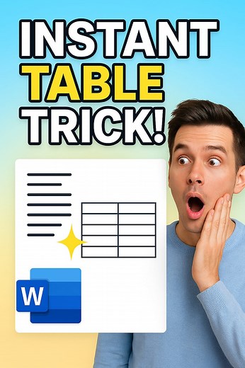 Create a Table in MS Word Using Just a Keyboard Shortcut - You’ll Be Shocked How Fast It Works! #MSWordTips #KeyboardShortcuts #OfficeHacks #WordMagic #ProductivityTools #TimeSavingTips #WordShortcuts #WorkSmarter Yes, you can make a perfectly formatted table in MS Word without touching your mouse! In this quick tutorial, you’ll learn how a simple keyboard shortcut instantly converts your text into a clean, professional table. Why You Should Watch This Video: • Discover a hidden Word shortcut th