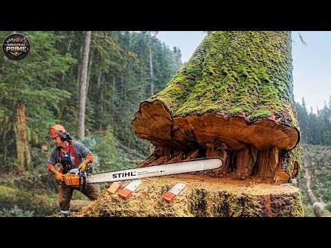 Extreme Chainsaw Skills: Dangerous Giant Tree Cutting | Monster Stump Removal Machines #2
