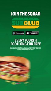 Every fourth Footlong free? What a steal! Make sure you're part of Sub Club to score this fantastic deal! | Subway