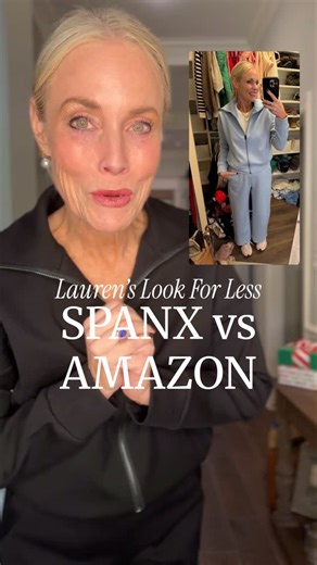Lauren Oggs Gee | Midlife Outfit Inspo on Instagram: "Tap the ❤️ and comment “SPLURGE” or “SAVE” below to shop these looks! 👇🏻🔗 SPANX vs AMAZON… let’s talk about it 👀 it’s actually a TRACKSUIT not a jumpsuit! Didn’t even realize I said it until just now 🤦🏼‍♀️🤦🏼‍♀️🤦🏼‍♀️ Okay because this is one of those same vibe, very different price situations and I know y’all love when I break these down in real life terms. Both of these sets give that comfy-but-cute, throw it on and go, “I tried but