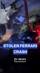 Driver crashes stolen Ferrari into utility pole, sparks power outage | Roya News English