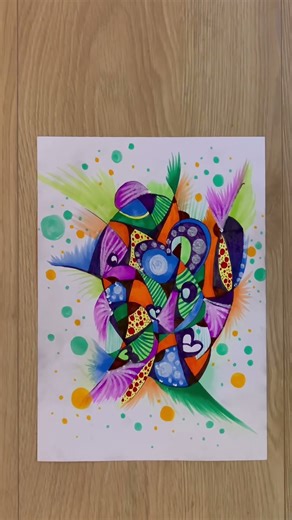 Doodle heart abstract painting in copic markers & satisfying art demonstration