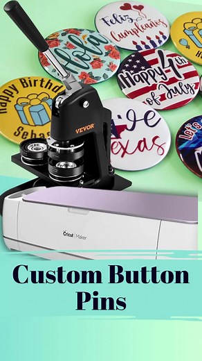 Learn how easy it is to create your own custom button pins with #Cricut and #Vevor button maker machine #makemoney #buttons #pins | Daisy Multifacetica