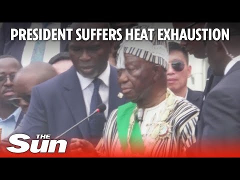 Shocking moment Liberian president Boakai freezes at podium during inauguration speech