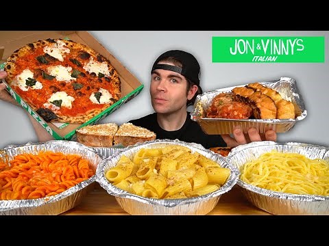 ITALIAN FOOD MUKBANG! Pasta, Pizza, Bruschetta , Meatballs + Jon & Vinny’s Italian
