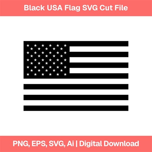 Black USA Flag SVG, Patriotic US Flag Cut File (digital Download) - Etsy