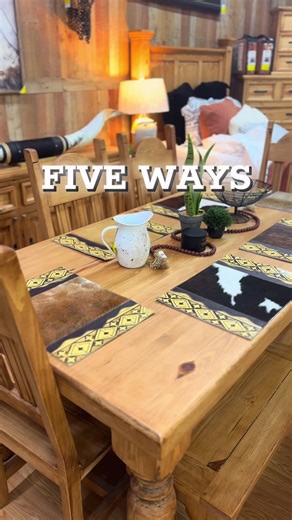 1️⃣ Table — 5️⃣ Ways! - rustic furniture depot ; ranch decor ; farmhouse decor ; dining set ; sofa set ; home decor ; dfw ; modern rustic ; pottery farm ; sales ; leather sofa ; pine furniture ; classic rustic ; cowhide ; western home decor ; fyp ; explore page ; small business #RusticFurnitureDepot #HomeInspo #Fyp #SmallBusiness #TableDecor